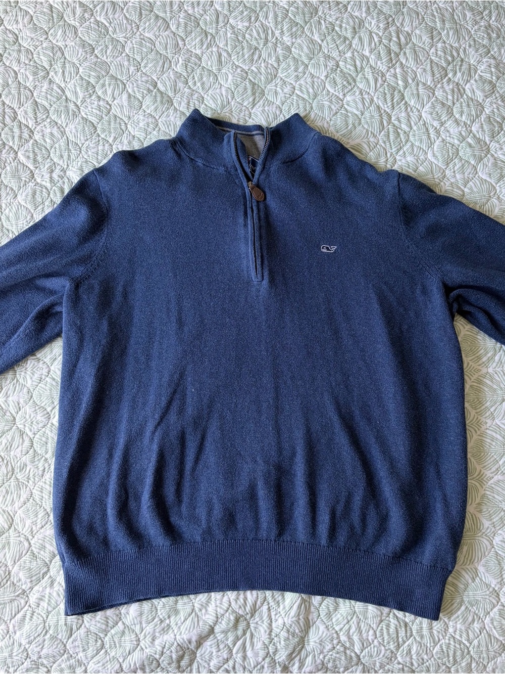 Vineyard Vines Navy Half-Zip Cotton and Cashmere Blend Sweater